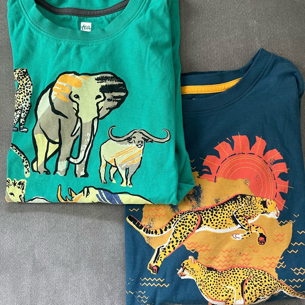 Tea Collection Kids' Green and Blue Animal Print Shirts